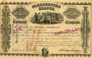 Parkersburg Branch Railroad - Stock Certificate